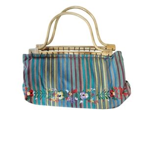 Striped Floral Embroidered Colorful Arm Bag Satchel Boho Fairy